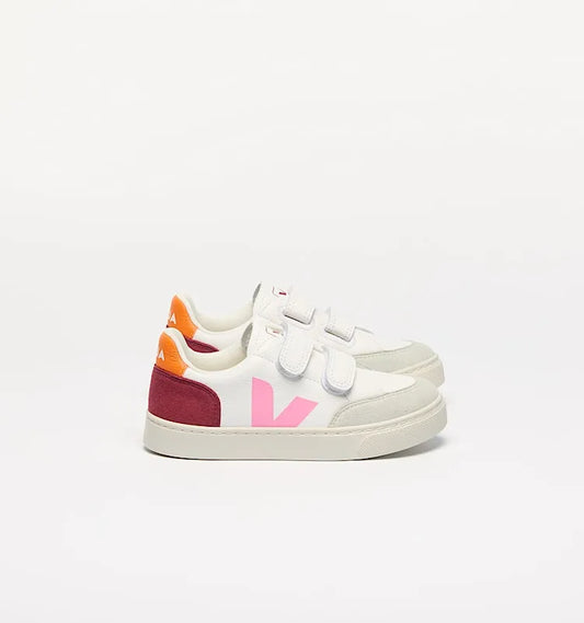 V-12 LEATHER WHITE MULTICO ORANGE FLUO
